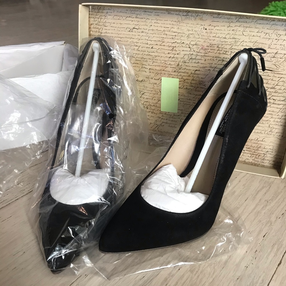 All Saints black suede heels with lace up detail